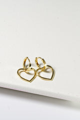 14k Solid Gold Open Heart Dangle Earring - Pretty At Sam