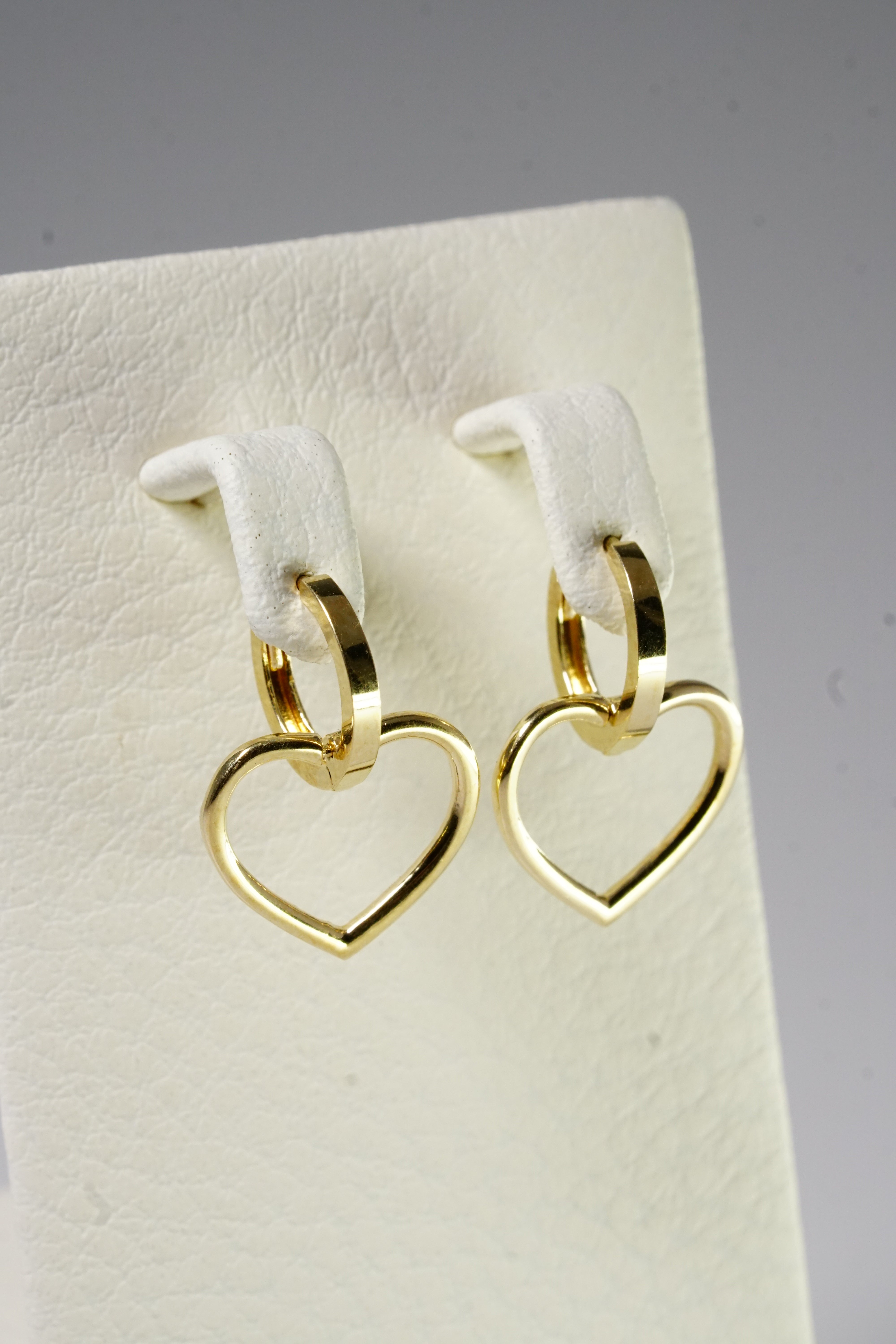 14k Solid Gold Open Heart Dangle Earring - Pretty At Sam