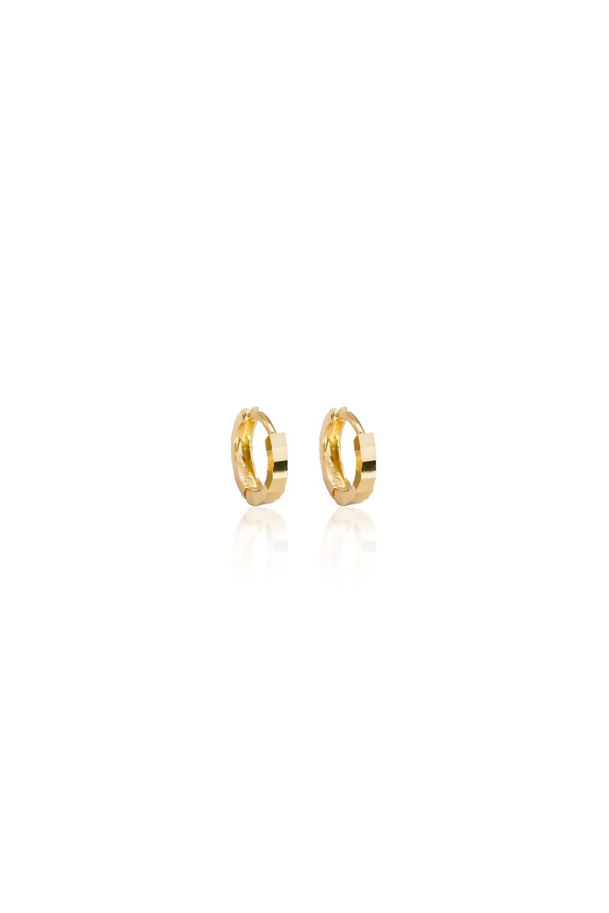 14K Solid Gold Onyx Stone 10MM Huggies Hoop Earring