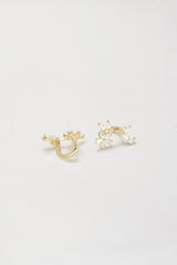 14K Solid Yellow Gold Flower Petals Hoop Earring