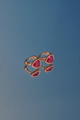 14K Gold Heart-Shaped Ruby Red Hoop Earrings – Romantic Elegance