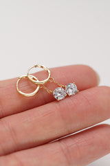 14K Yellow Gold Diamond Dangle Huggie Earrings – Timeless Sparkle