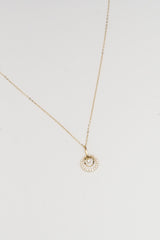 14K Solid Gold Double Halo CZ Pendant Necklace