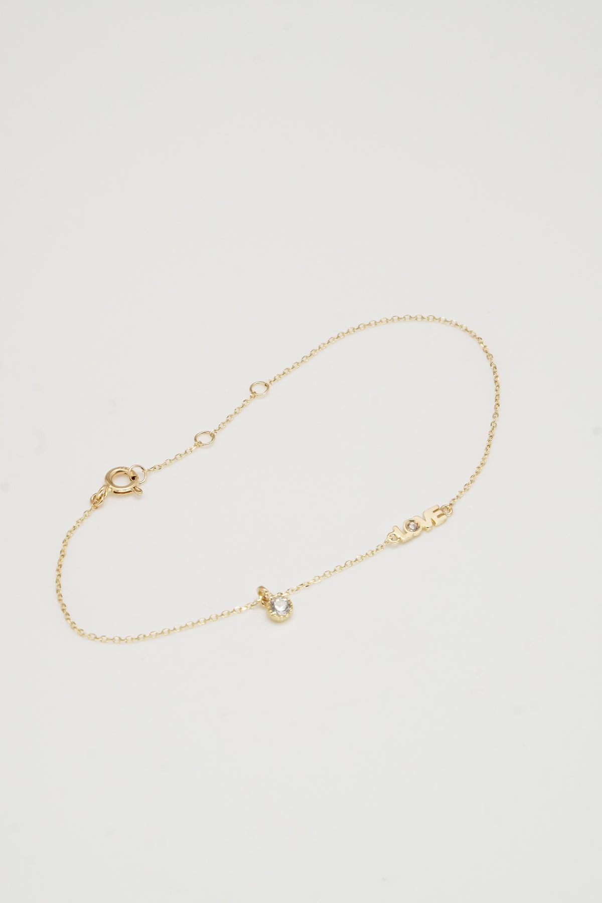 14K Solid Gold Love Charms Bracelet