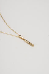 14K Solid Gold Textured Bar Pendant Made in Korea Necklace