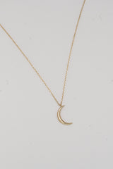 14K Solid Gold Crescent Moon Necklace – Minimalist Elegance
