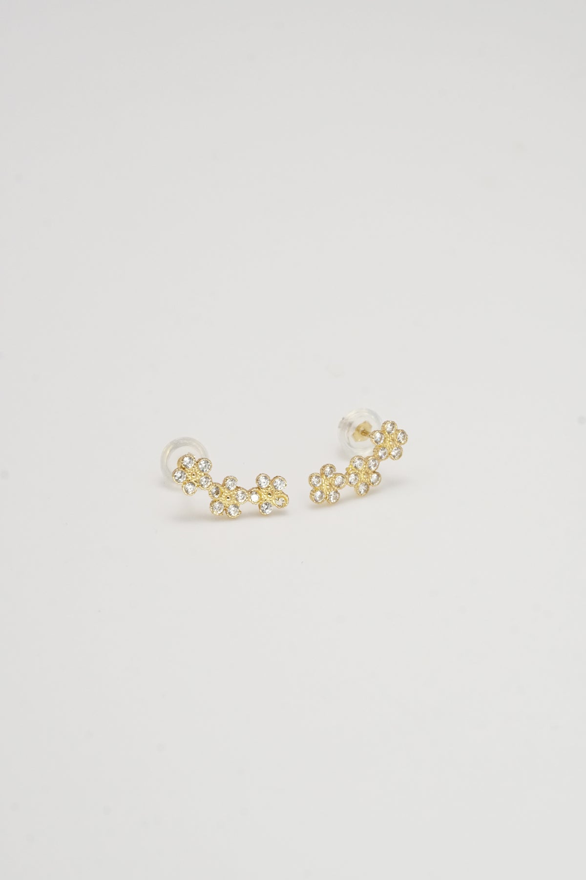 14K Yellow Gold Daisy Climber Earrings – Feminine & Dazzling