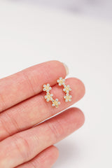 14K Yellow Gold Daisy Climber Earrings – Feminine & Dazzling