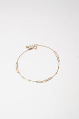 14K Solid Gold Paper Clip Diamond Cut Ball Linked Bracelet