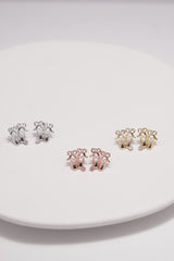 ✨ Bow Ribbon Ballerina Shoes Stud Earrings – Rose Gold Plated, Hypoallergenic ✨