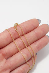 14K Solid Gold 0.8MM Diamond Cut Square Wheat Pendant Chain Necklace