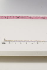 14K Solid Gold 3MM CZ Stud Ball Chain Drop Earring