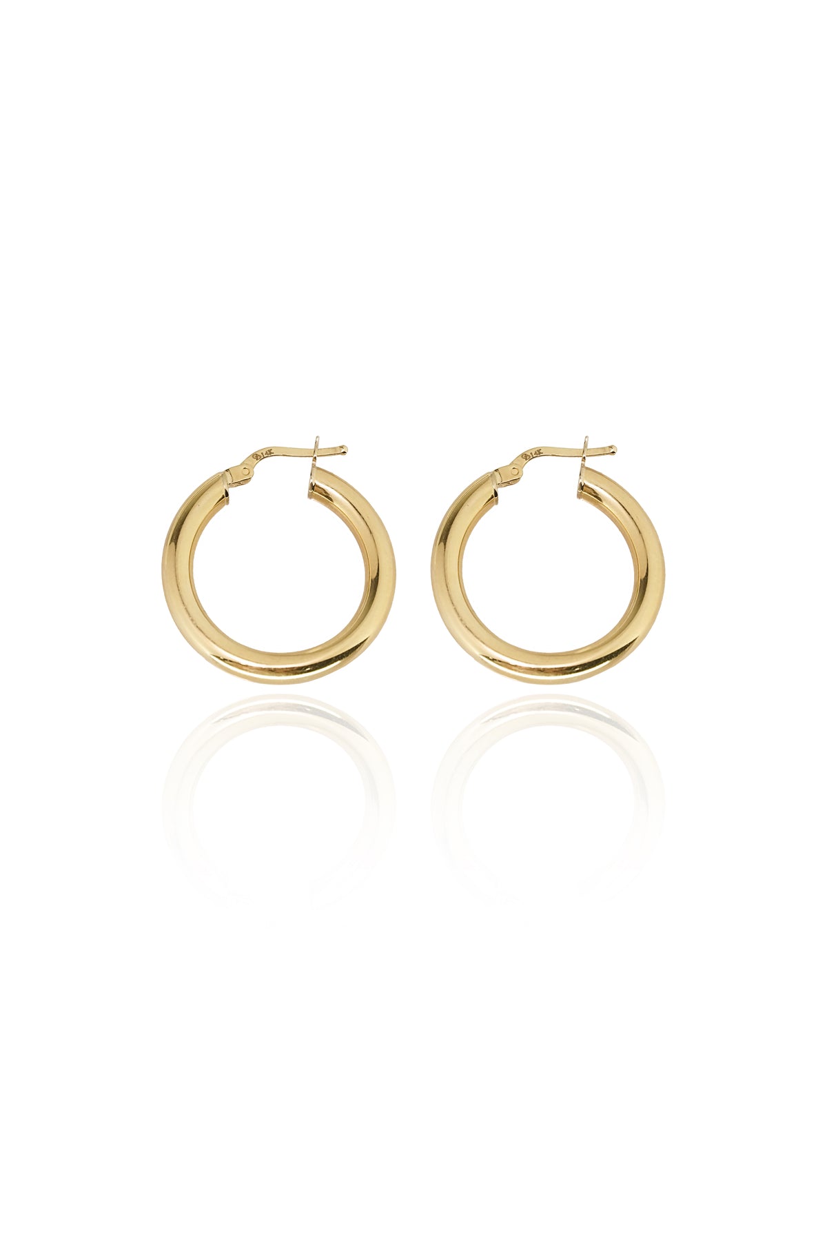 14K Solid Yellow Gold Tube 30MM Chunky Bold Hoop Earring