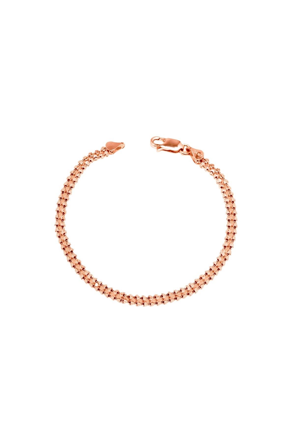 14K Solid Gold Moon Cut 4mm Double Ball Chain Bracelet