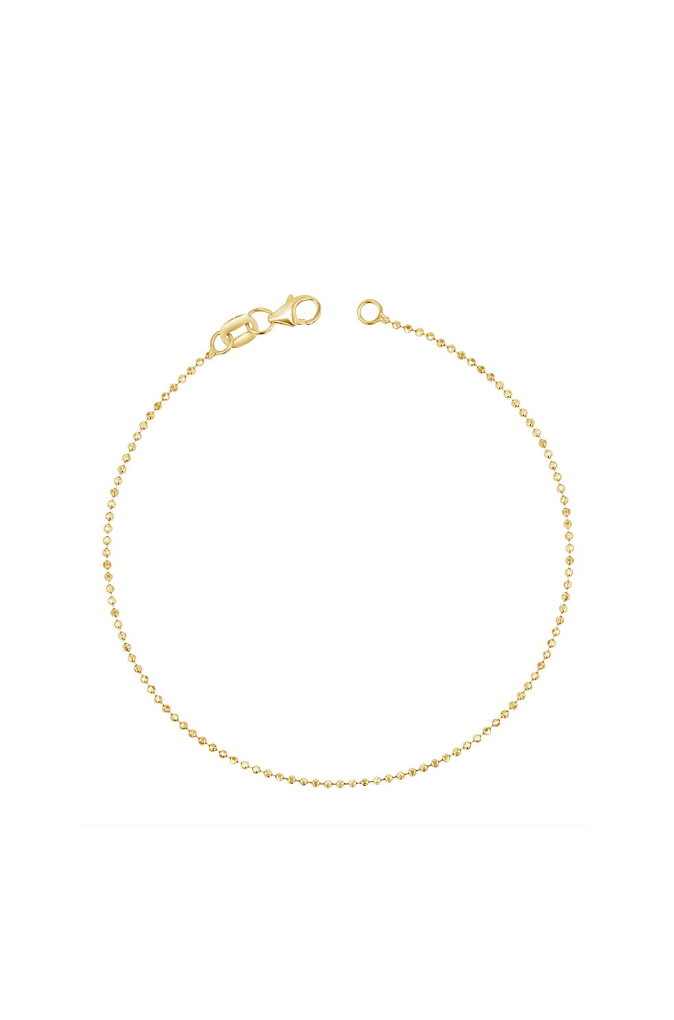 14K Solid Gold Diamond Cut 1MM Ball Chain Bracelet