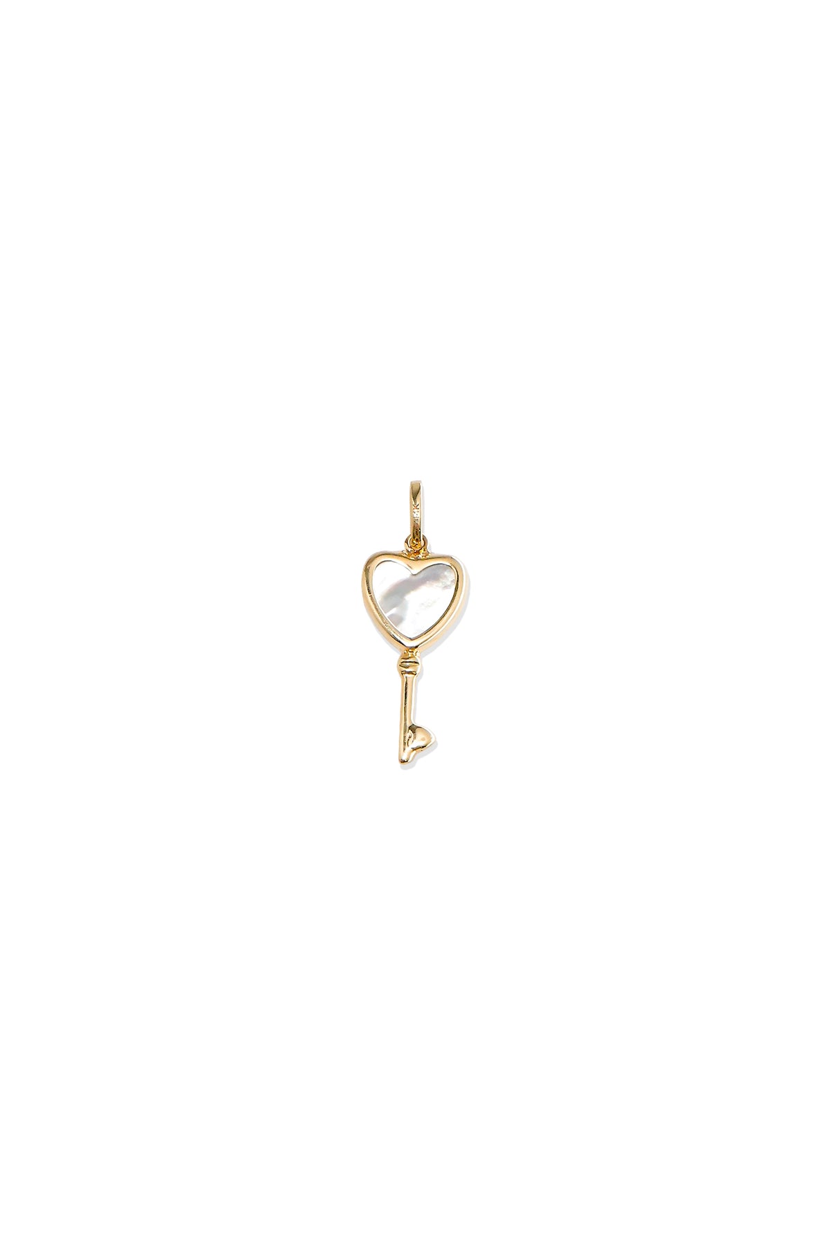 14K Solid Gold Natural Pearl Key Pendent Necklace Charm - Pretty At Sam