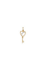14K Solid Gold Natural Pearl Key Pendent Necklace Charm - Pretty At Sam