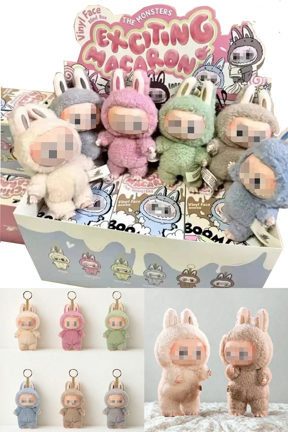 Exciting Macaron Bubu Plush Keychain Set – 6 Colors Complete Box | Fan - Inspired, Wholesale Price - Pretty At Sam