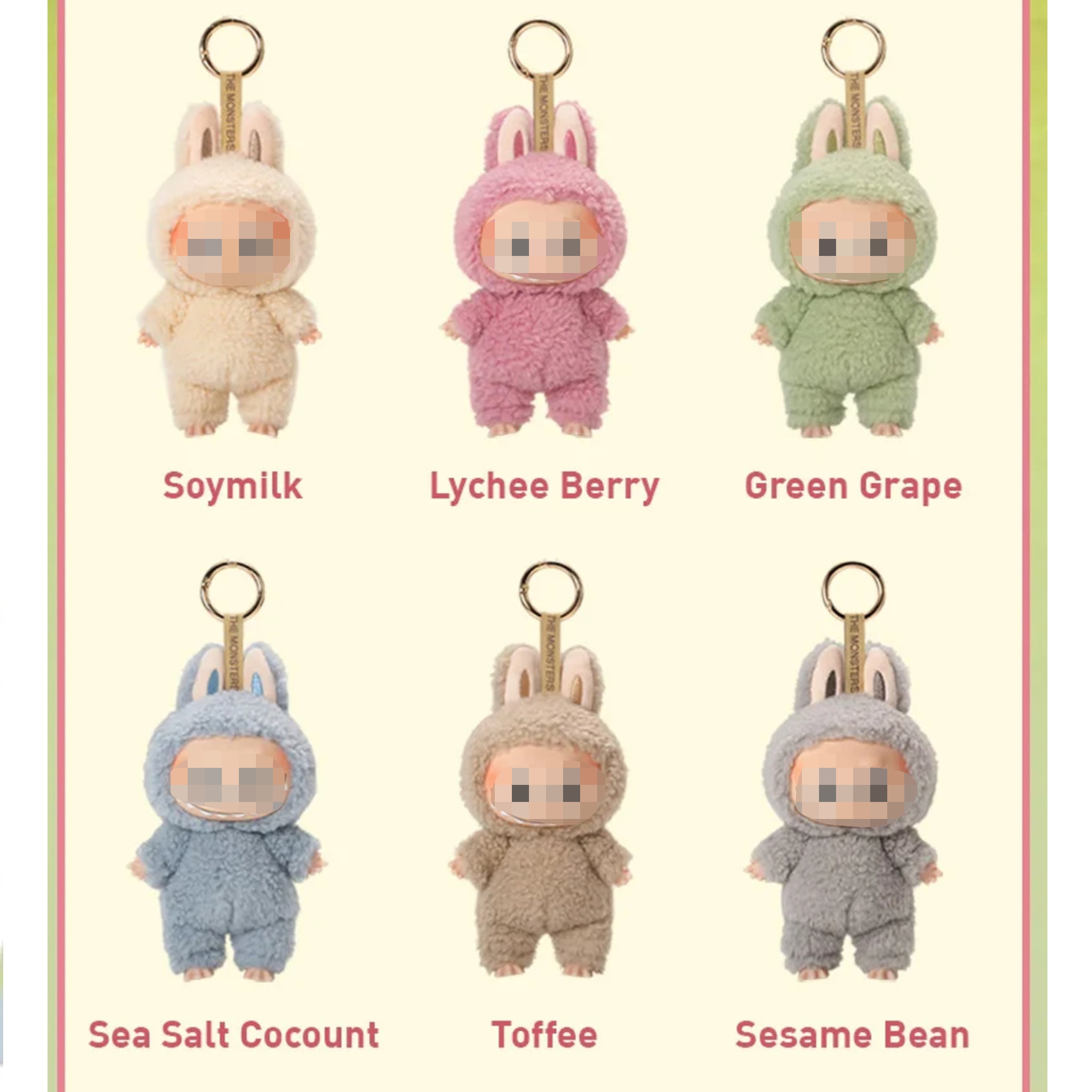 Exciting Macaron Bubu Plush Keychain Set – 6 Colors Complete Box | Fan - Inspired, Wholesale Price - Pretty At Sam