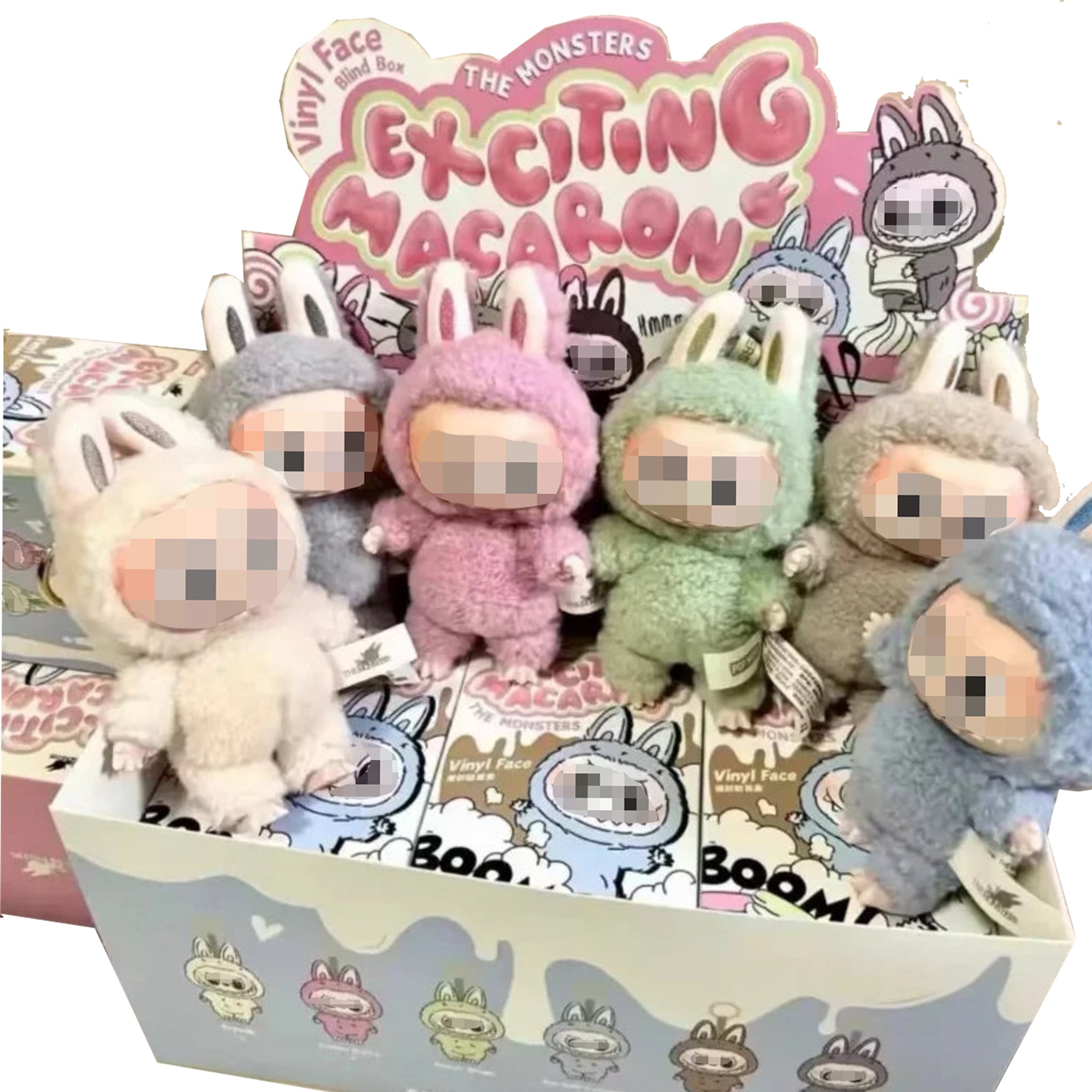 Exciting Macaron Bubu Plush Keychain Set – 6 Colors Complete Box | Fan - Inspired, Wholesale Price - Pretty At Sam