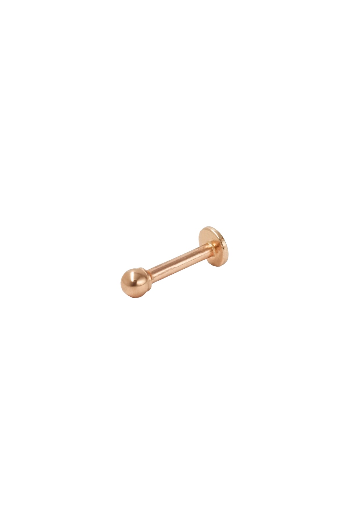 14K Solid Gold Inner Screw Labret Flatback 2MM Ball Single Studs