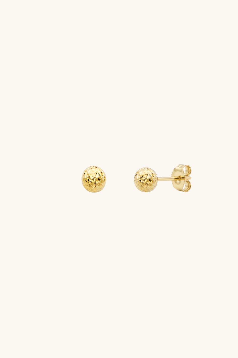 14k solid gold diamond-cut ball stud earrings in yellow gold