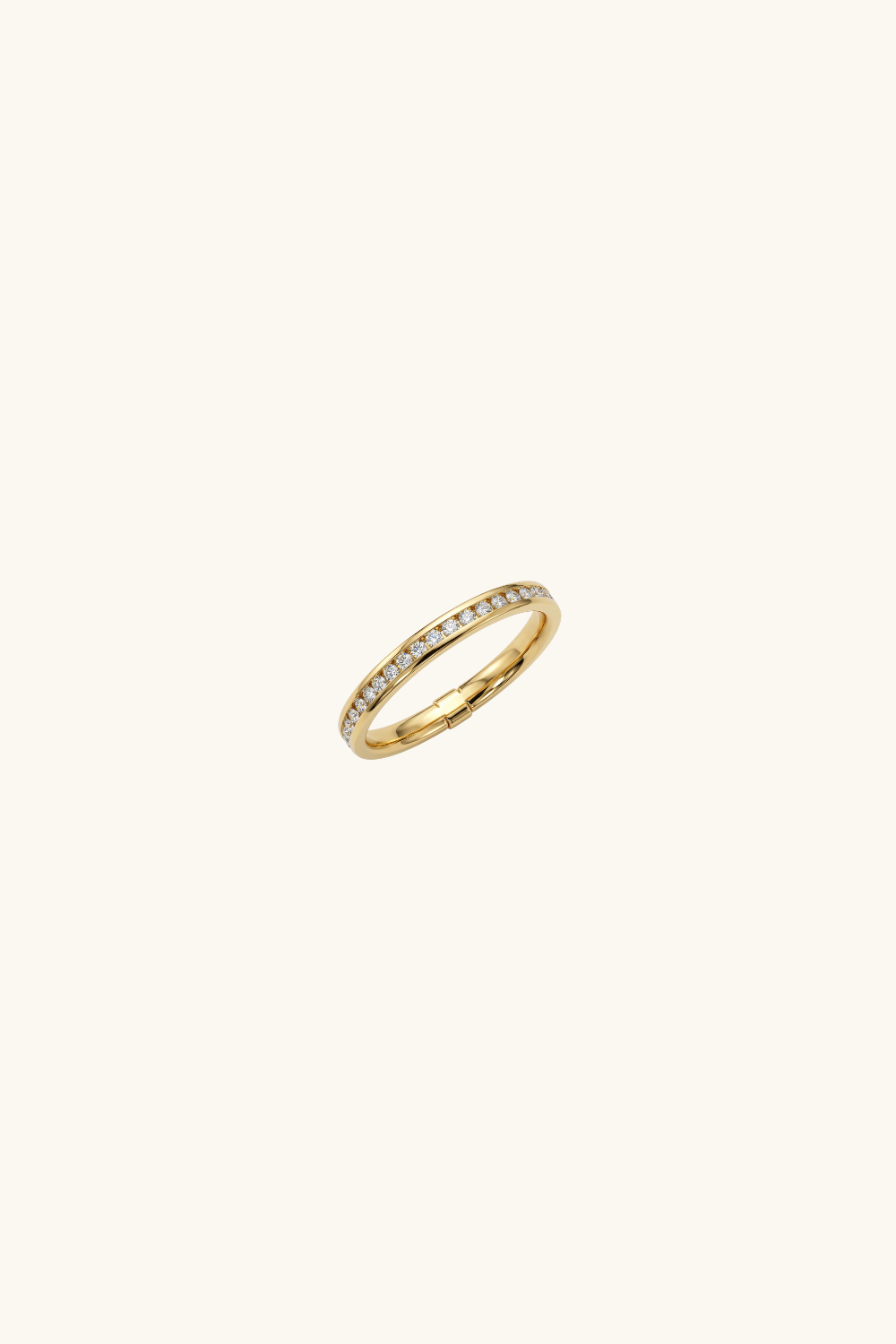 14k solid gold channel-set eternity band with sparkling accents