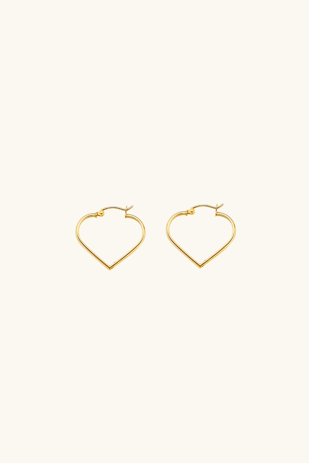 14k solid gold large heart hoop earrings in yellow gold