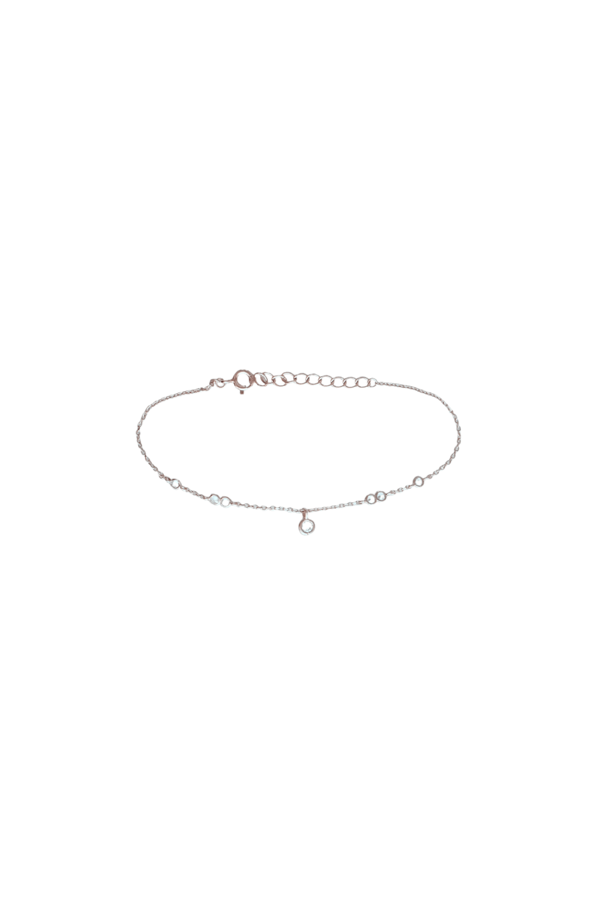 925 Sterling Silver Dainty Round CZ Drop Bracelet - Pretty At Sam