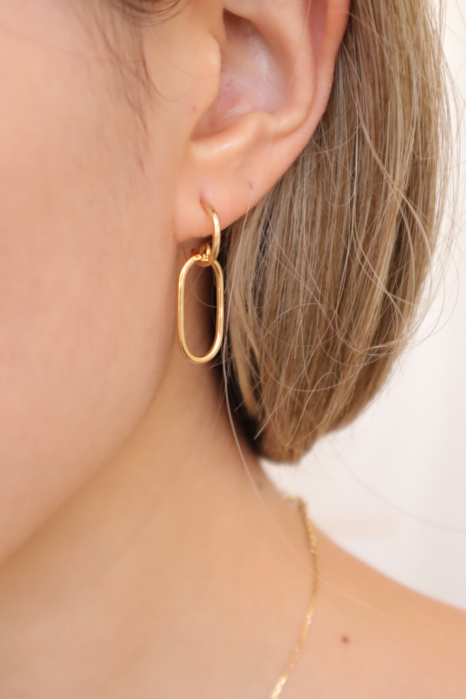 925 Sterling Silver Sleek U Shaped Double Hoop Drop Earring - Pretty At Sam