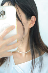 14K Solid Gold Oval flower blue stone CZ screw closure stud earring - Pretty At Sam