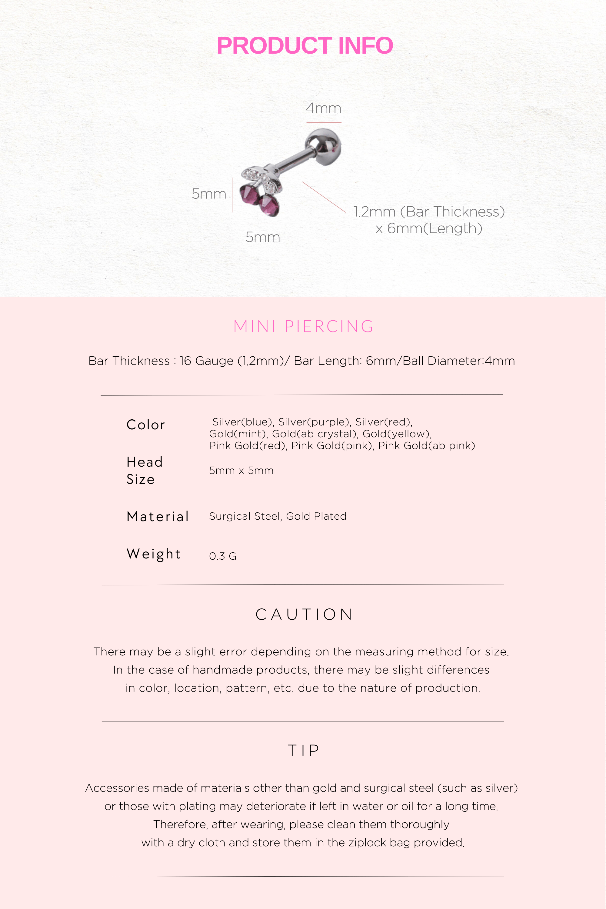 Surgical Steel Cubic Mini Cherry Single Stud - Pretty At Sam