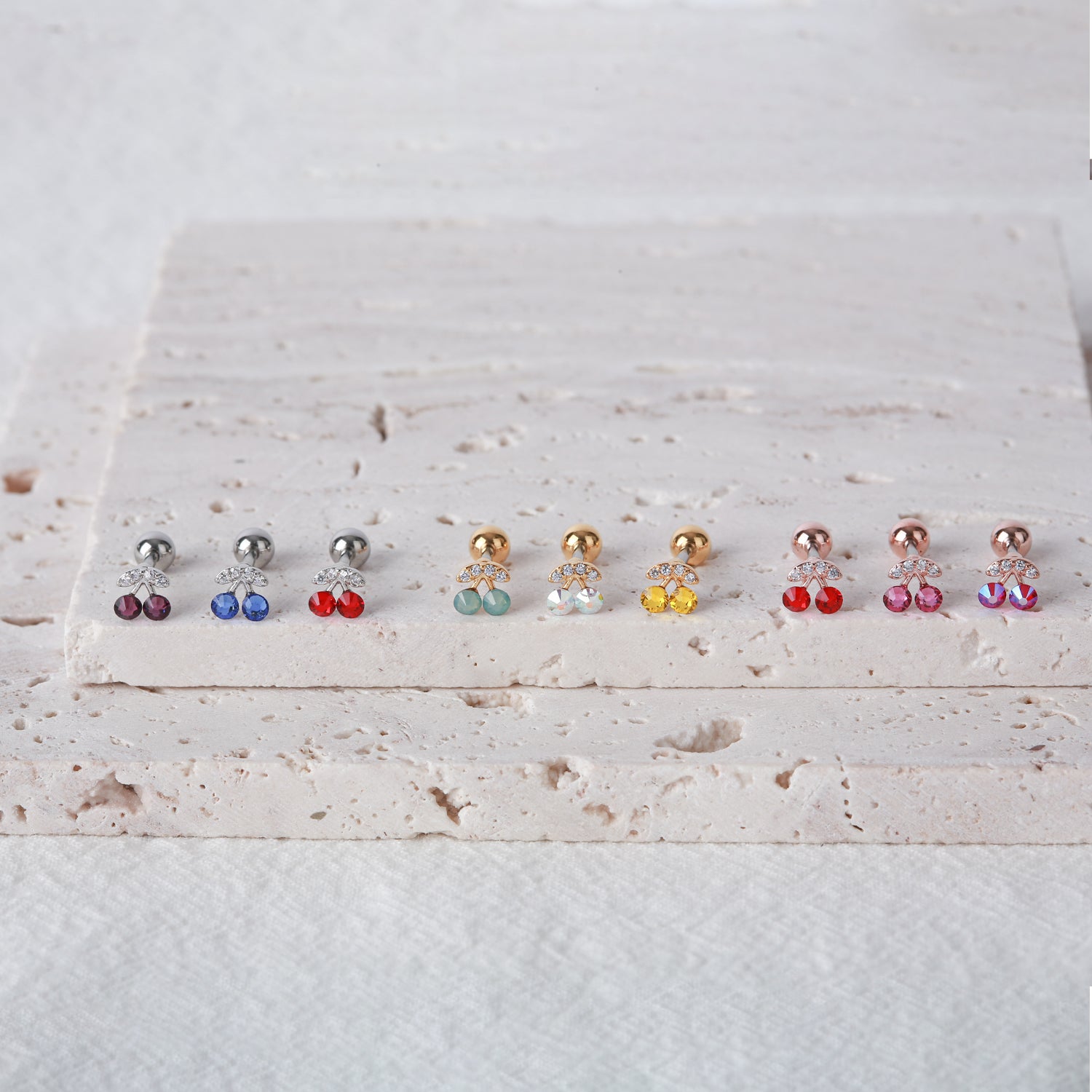 Surgical Steel Cubic Mini Cherry Single Stud - Pretty At Sam