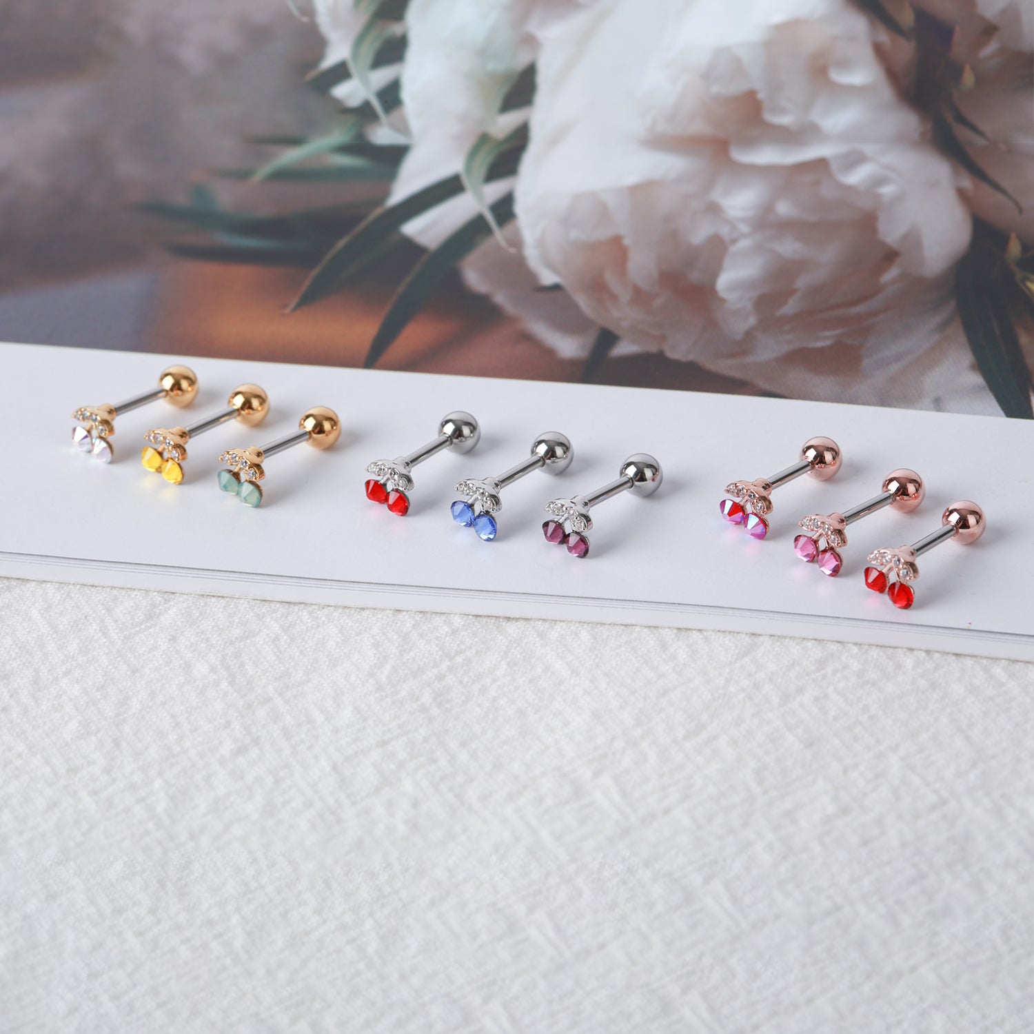 Surgical Steel Cubic Mini Cherry Single Stud - Pretty At Sam