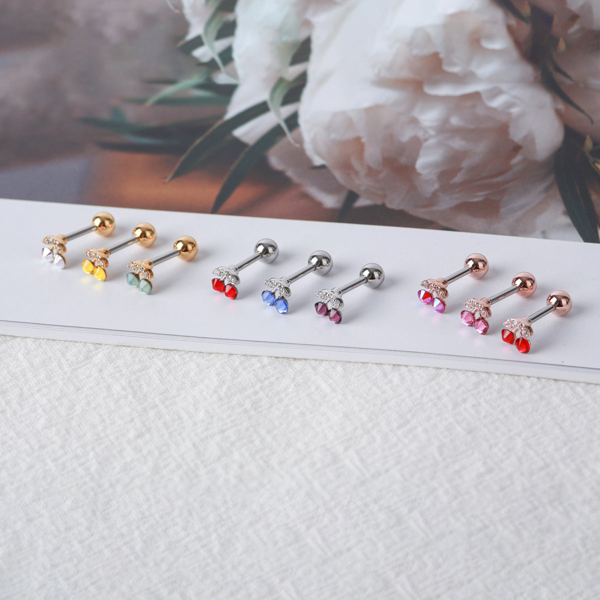 Surgical Steel Cubic Mini Cherry Single Stud - Pretty At Sam