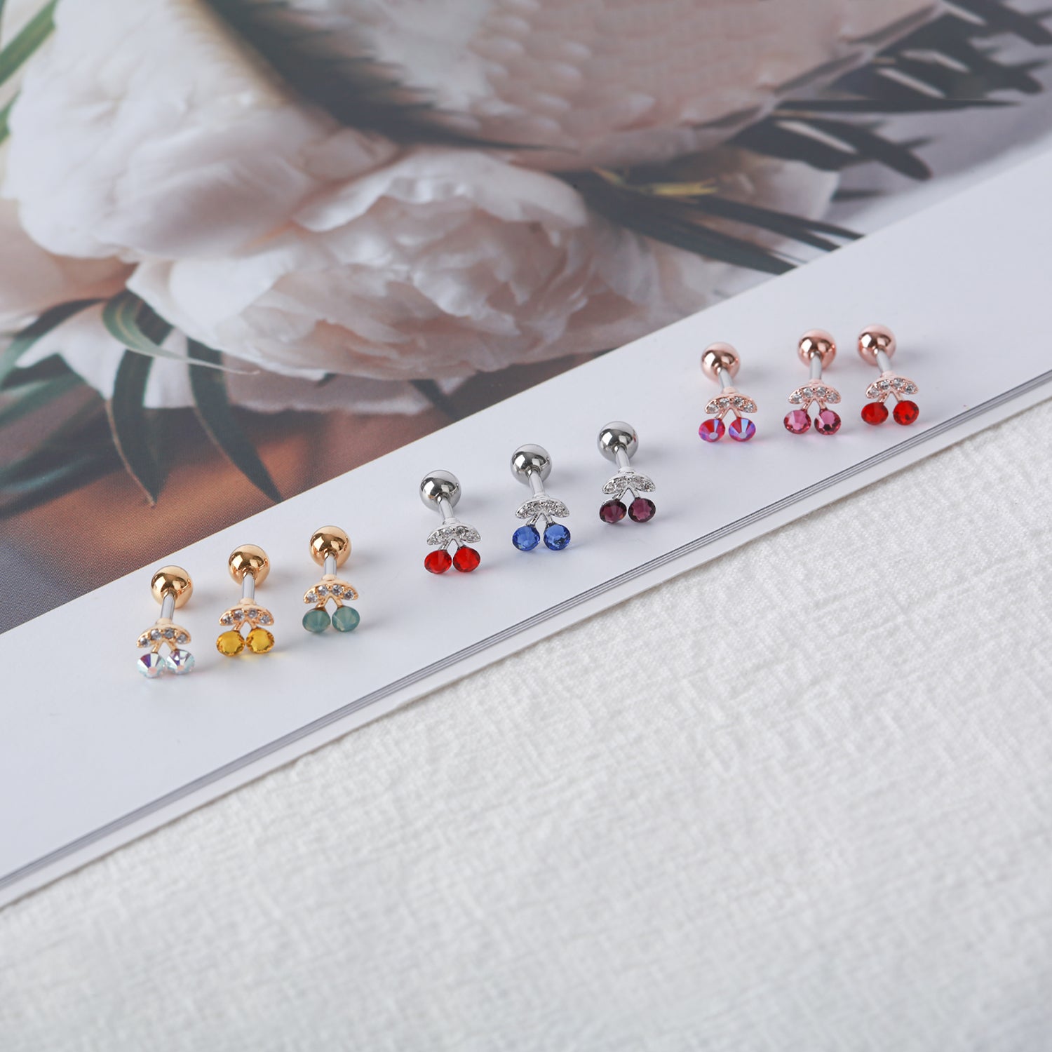 Surgical Steel Cubic Mini Cherry Single Stud - Pretty At Sam