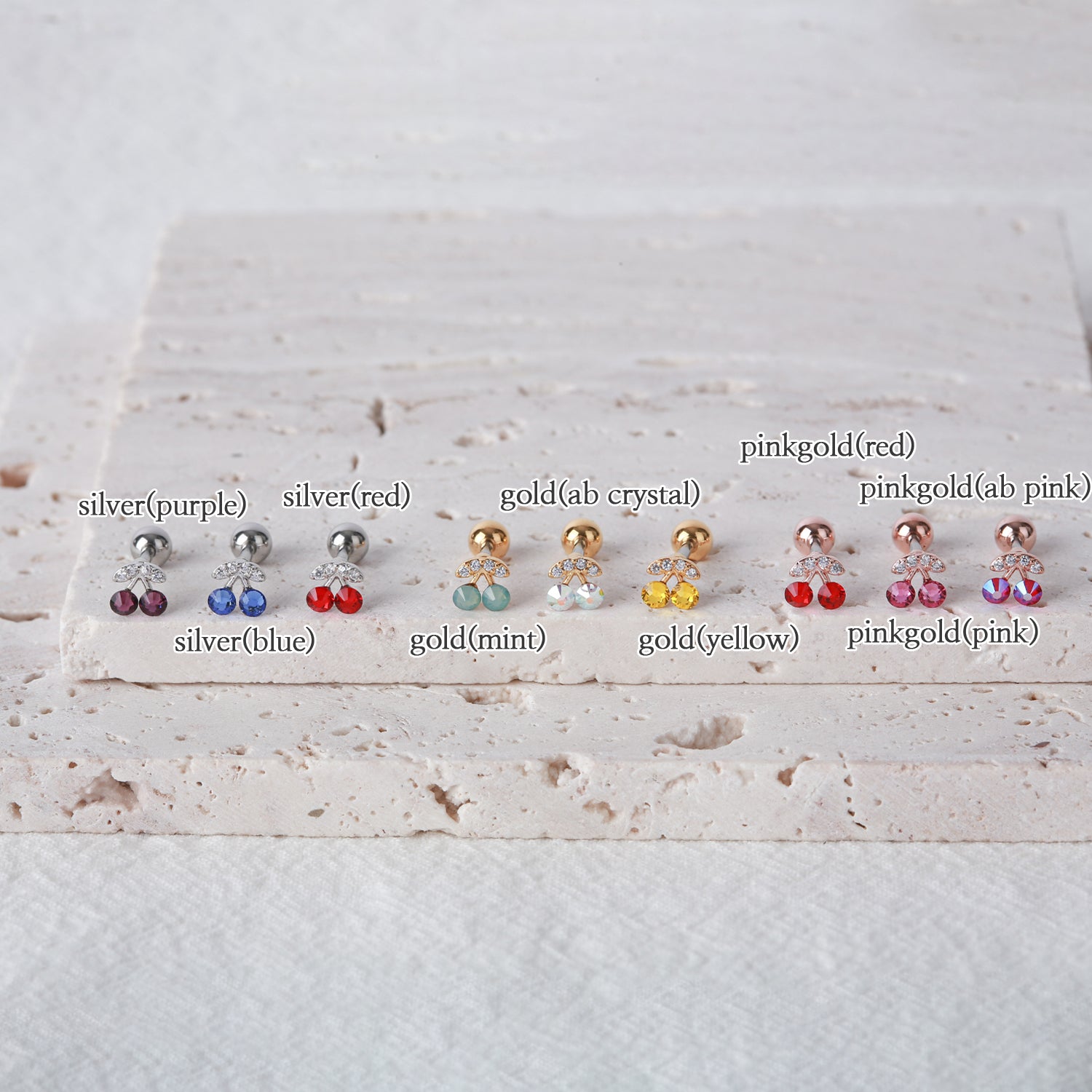 Surgical Steel Cubic Mini Cherry Single Stud - Pretty At Sam