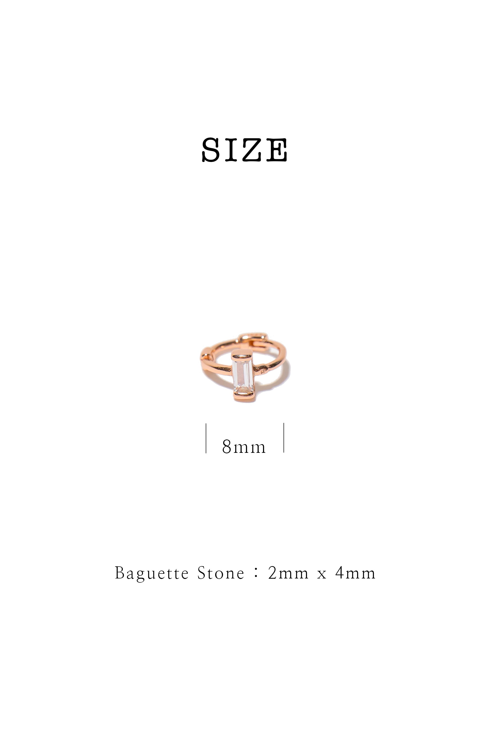 925 Sterling Silver Baguette CZ stone Single Hoop - Pretty At Sam